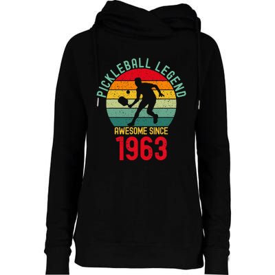 Awesome Since 1963 Retro 60th Pickleball Legend Womens Funnel Neck Pullover Hood