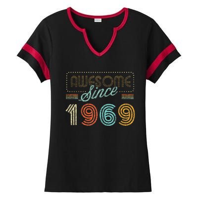 Awesome Since 1969 Year Of Birth Birthday Ladies Halftime Notch Neck Tee