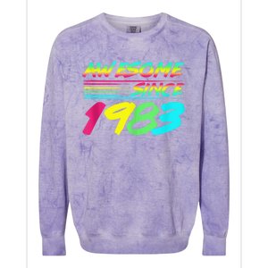 Awesome Since 1983 80s Retro 40th Birthday Colorblast Crewneck Sweatshirt