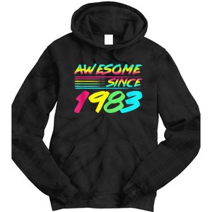 Awesome Since 1983 80s Retro 40th Birthday Tie Dye Hoodie