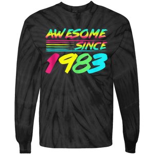 Awesome Since 1983 80s Retro 40th Birthday Tie-Dye Long Sleeve Shirt