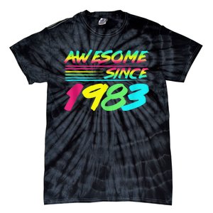 Awesome Since 1983 80s Retro 40th Birthday Tie-Dye T-Shirt