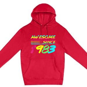 Awesome Since 1983 80s Retro 40th Birthday Premium Pullover Hoodie