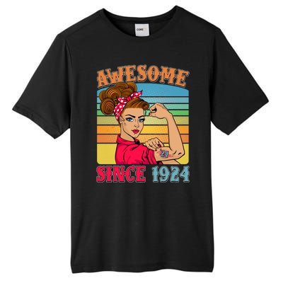 Awesome Since 1924 100th Birthday Messy Bun Rosie The Riveter Tall Fusion ChromaSoft Performance T-Shirt