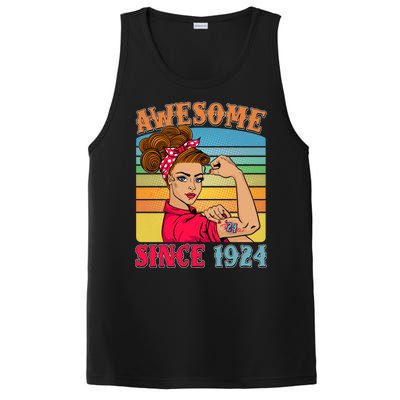 Awesome Since 1924 100th Birthday Messy Bun Rosie The Riveter PosiCharge Competitor Tank