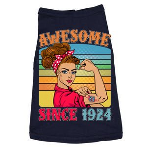 Awesome Since 1924 100th Birthday Messy Bun Rosie The Riveter Doggie Tank