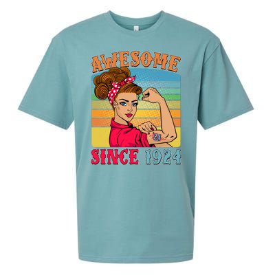 Awesome Since 1924 100th Birthday Messy Bun Rosie The Riveter Sueded Cloud Jersey T-Shirt