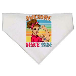 Awesome Since 1924 100th Birthday Messy Bun Rosie The Riveter USA-Made Doggie Bandana