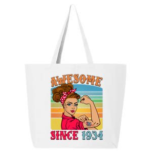 Awesome Since 1934 90th Birthday Messy Bun Rosie The Riveter 25L Jumbo Tote