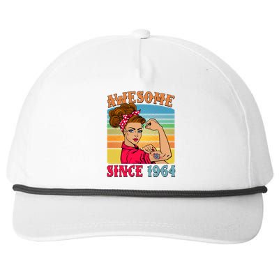 Awesome Since 1964 60th Birthday Messy Bun Rosie The Riveter Snapback Five-Panel Rope Hat