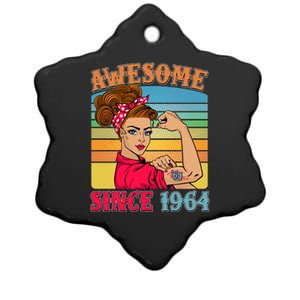 Awesome Since 1964 60th Birthday Messy Bun Rosie The Riveter Ceramic Star Ornament