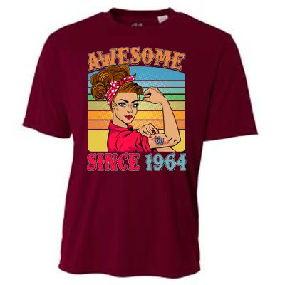 Awesome Since 1964 60th Birthday Messy Bun Rosie The Riveter Cooling Performance Crew T-Shirt