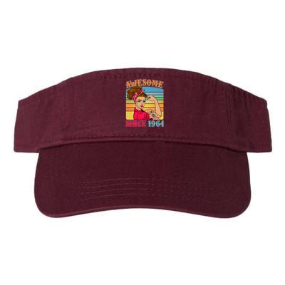 Awesome Since 1964 60th Birthday Messy Bun Rosie The Riveter Valucap Bio-Washed Visor