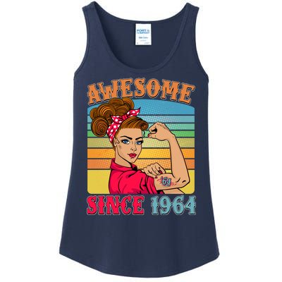 Awesome Since 1964 60th Birthday Messy Bun Rosie The Riveter Ladies Essential Tank