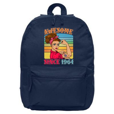 Awesome Since 1964 60th Birthday Messy Bun Rosie The Riveter 16 in Basic Backpack