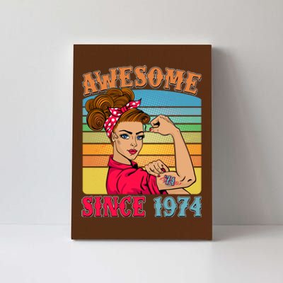 Awesome Since 1974 50th Birthday Messy Bun Rosie The Riveter Canvas