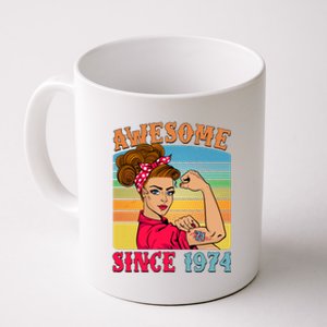 Awesome Since 1974 50th Birthday Messy Bun Rosie The Riveter Coffee Mug