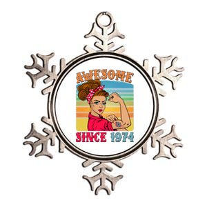 Awesome Since 1974 50th Birthday Messy Bun Rosie The Riveter Metallic Star Ornament