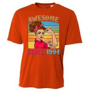 Awesome Since 1994 30th Birthday Messy Bun Rosie The Riveter Cooling Performance Crew T-Shirt