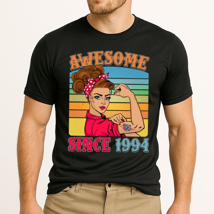 Awesome Since 1994 30th Birthday Messy Bun Rosie The Riveter Performance Shirt