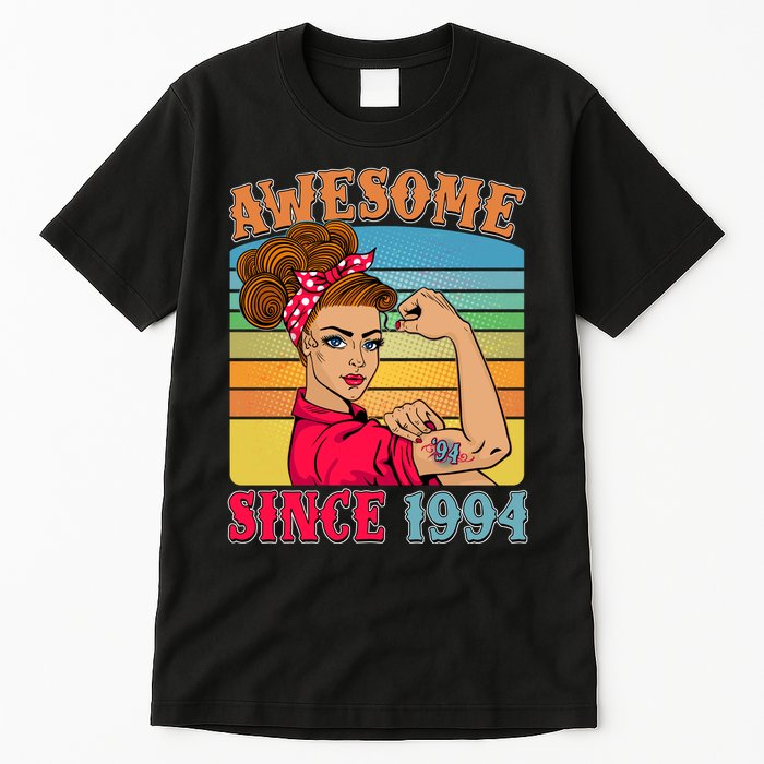 Awesome Since 1994 30th Birthday Messy Bun Rosie The Riveter Tall T-Shirt