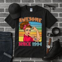 Awesome Since 1994 30th Birthday Messy Bun Rosie The Riveter Tall T-Shirt