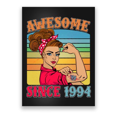 Awesome Since 1994 30th Birthday Messy Bun Rosie The Riveter Poster