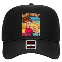 Awesome Since 1994 30th Birthday Messy Bun Rosie The Riveter Trucker Hat