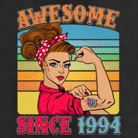 Awesome Since 1994 30th Birthday Messy Bun Rosie The Riveter Trucker Hat