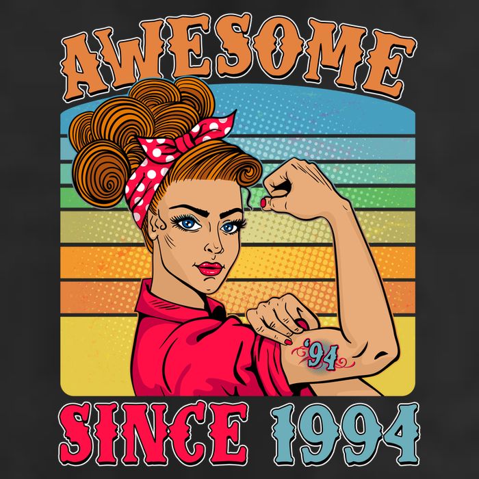 Awesome Since 1994 30th Birthday Messy Bun Rosie The Riveter Trucker Hat