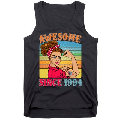 Awesome Since 1994 30th Birthday Messy Bun Rosie The Riveter Tank Top