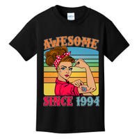 Awesome Since 1994 30th Birthday Messy Bun Rosie The Riveter Kids T-Shirt