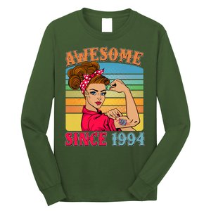 Awesome Since 1994 30th Birthday Messy Bun Rosie The Riveter Long Sleeve Shirt