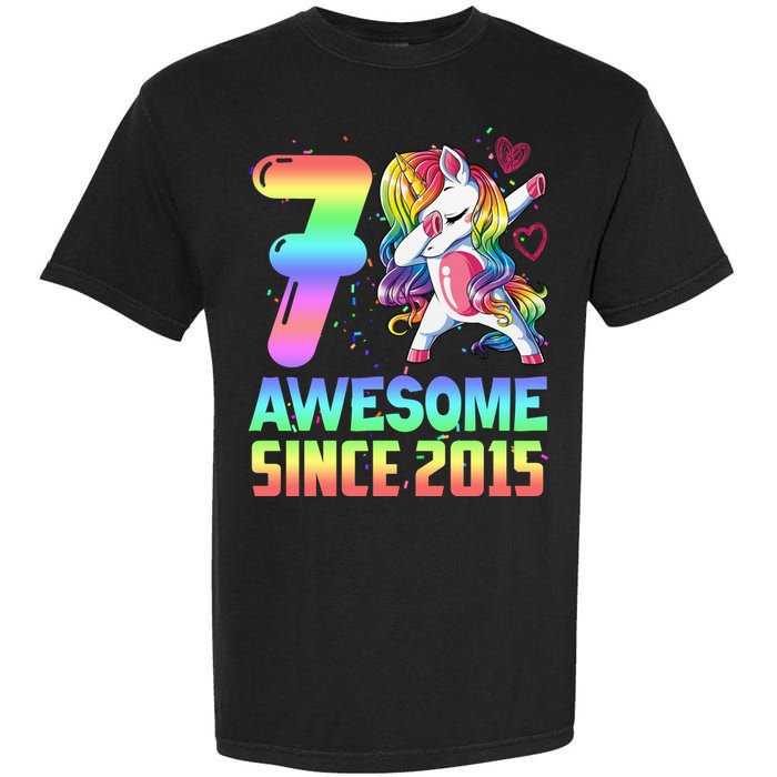Awesome Since 2015 Unicorn 7th Birthday 7 Years Old Garment-Dyed Heavyweight T-Shirt