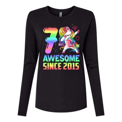 Awesome Since 2015 Unicorn 7th Birthday 7 Years Old Womens Cotton Relaxed Long Sleeve T-Shirt