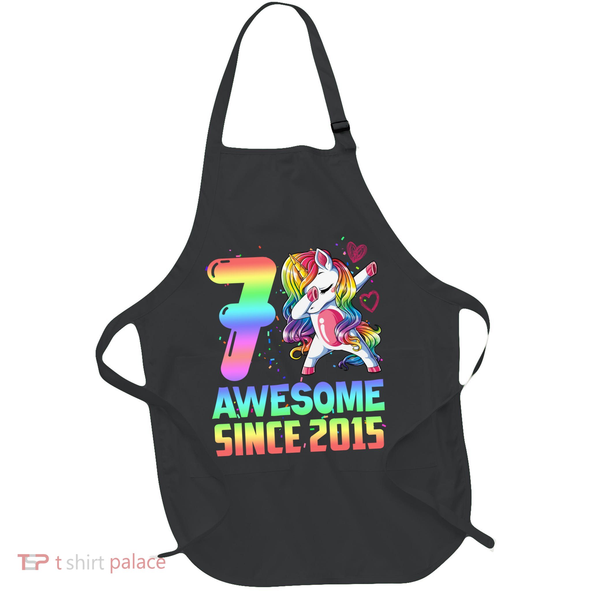 Awesome Since 2015 Unicorn 7th Birthday 7 Years Old Apron