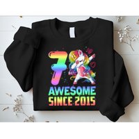 Awesome Since 2015 Unicorn 7th Birthday 7 Years Old Sweatshirt