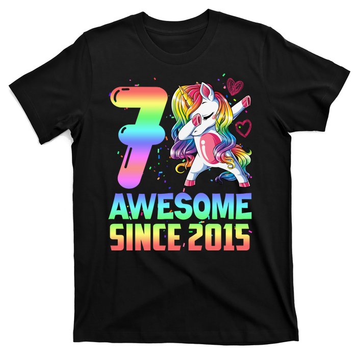 Awesome Since 2015 Unicorn 7th Birthday 7 Years Old T-Shirt