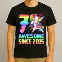 Awesome Since 2015 Unicorn 7th Birthday 7 Years Old T-Shirt