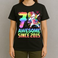 Awesome Since 2015 Unicorn 7th Birthday 7 Years Old T-Shirt