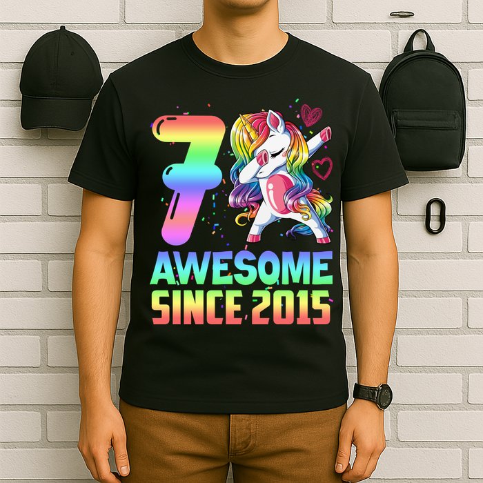 Awesome Since 2015 Unicorn 7th Birthday 7 Years Old T-Shirt