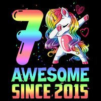 Awesome Since 2015 Unicorn 7th Birthday 7 Years Old T-Shirt