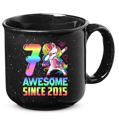 Awesome Since 2015 Unicorn 7th Birthday 7 Years Old 15oz Campfire Ceramic Mug