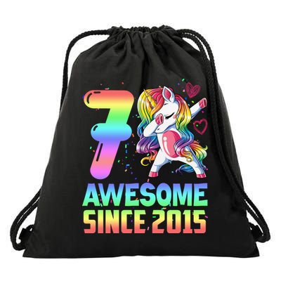 Awesome Since 2015 Unicorn 7th Birthday 7 Years Old Drawstring Bag