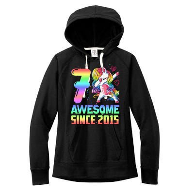 Awesome Since 2015 Unicorn 7th Birthday 7 Years Old Women's Fleece Hoodie