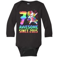 Awesome Since 2015 Unicorn 7th Birthday 7 Years Old Baby Long Sleeve Bodysuit