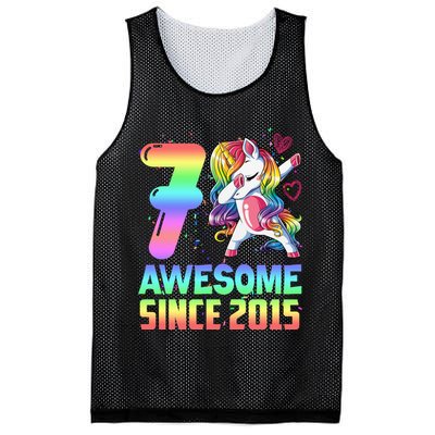 Awesome Since 2015 Unicorn 7th Birthday 7 Years Old Mesh Reversible Basketball Jersey Tank