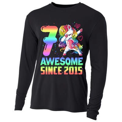 Awesome Since 2015 Unicorn 7th Birthday 7 Years Old Cooling Performance Long Sleeve Crew