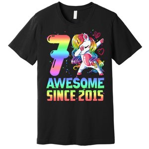 Awesome Since 2015 Unicorn 7th Birthday 7 Years Old Premium T-Shirt