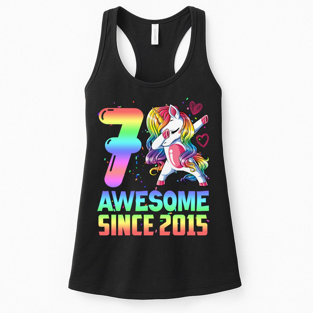 Awesome Since 2015 Unicorn 7th Birthday 7 Years Old Womens Tank Top